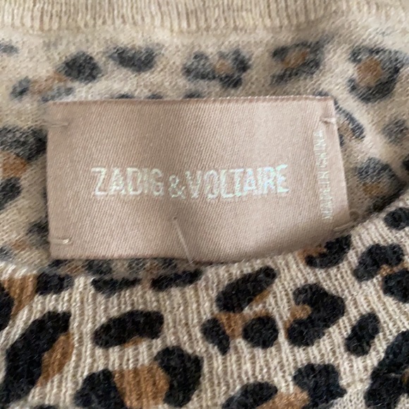 NWT Zadig and Voltaire Lirius Cashmere Leopard-Print Sweater Sz S - Picture 5 of 16